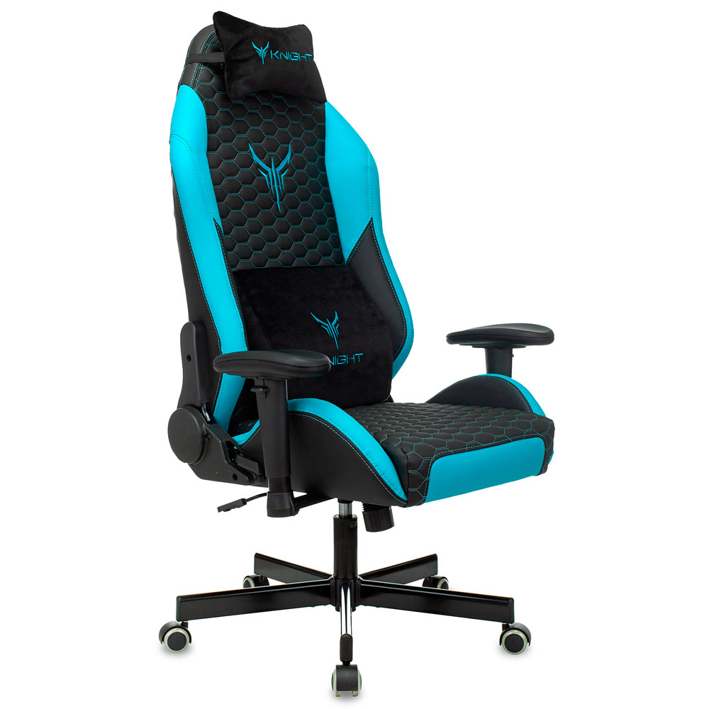 Игровое компьютерное кресло Knight Neon, черный/голубой